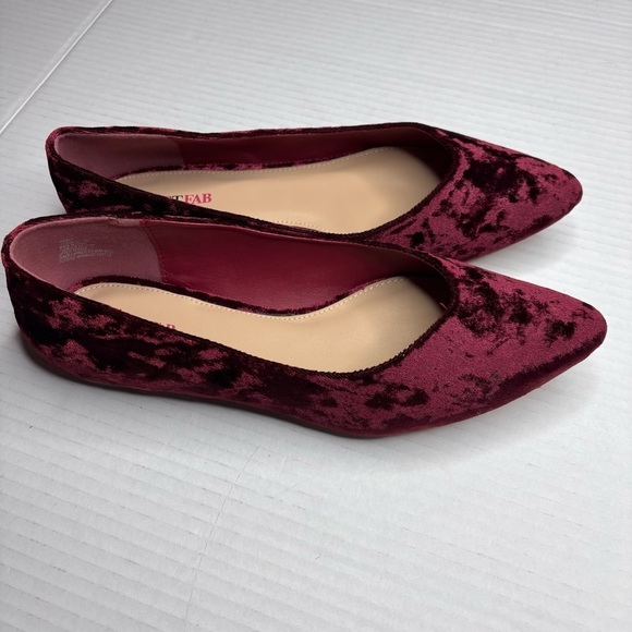 JUSTFAB Burgundy Rainy Flats Velour Size 9 - Picture 5 of 7